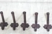 5 Numbered Cast Iron Rustic School Style Coat Hooks Hat Hook Hall Tree School