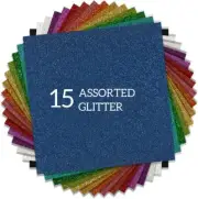HTV Glitter Heat Transfer Vinyl 12"x12" Bundle 15 Sheets Iron on for DIY Desi...