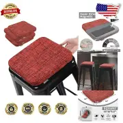 Comfortable Red Square Bar Stool Cushions - 4 Pcs with Breathable Fabric