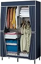 Wardrobe Portable Canvas Wardrobe for Bedroom, Clothes Closet Storage Organizer with Hanging Rail, Shelves, Fabric Cover,Blue-86x45x170CM