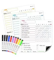 3 piece Chore Chart. 16"x 12" Magnetic, Multiple Kids, Daily Reward to-Do