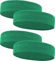 IMAGERIO 4 Pack Sweatbands Sports Headband for Men and Women, Moisture Wicking Athletic Workout Headband for Running, Tennis, Basketball, Yoga, Gym Stretchy Unisex Sweatband -DarkGreen