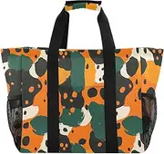 [sanluoli] Tote Bag Foldable Large Beach Bag Sandproof Canvas Tote For Car, Colorful Rustic Leopard Print, 1 size
