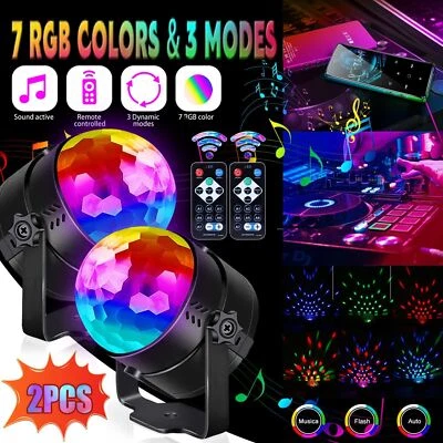 2PCS Magic Ball Light LED Party Disco RGB Rotating Club DJ Stage Lights +Remote