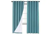 100% Blackout Curtains Textured Linen Thermal Insulated Blockout Window Curtain Draperies Sold PairTeal