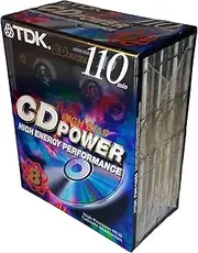TDK CD Power 110 High Bias High Energy Performance Blank Audio Cassette Tapes - 8 Pack