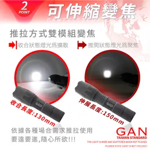 【商檢認證合格】美國CREE XM-L2 全配 LED強光手電筒 LED 手電筒 伸縮變焦調光 釣魚 (2.5折)