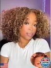 ORIGINAL QUEEN Ombre Curly Bob Wig Human Hair 5x7 Wear and Go OQ Hair Glueles