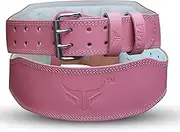 Mytra Fusion Weightlifting Belt Leather Gym Belt Bodybuilding Women Girls Pink Deadlift Squat (M)
