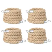 4Pcs 8ft x 1.3 Inch Crowd Control Jute Stanchion Rope with Snap Hooks