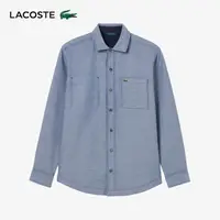 在飛比找momo購物網優惠-【LACOSTE】男裝-雙面穿純棉工作長袖襯衫(藍色)