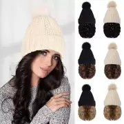 Women Hat Wigs Cap Long Curly Wavy Wig Connect Winter Knitted Beanie Hat!! R7C5