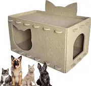 Cat Nesting Box, Felt Kitten Tunnel Bed, Double Layer Puzzle Assembly House, 21.65x14.96x12.99 Inches, Compact Versatile Ideal for Camping Home Apartment Scratching & Resting