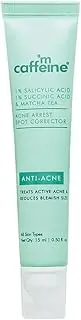 mCaffeine 1% Salicylic Acid Acne Arrest Spot Corrector with 1% Succinic Acid & Matcha Tea | Anti Acne Gel for Active Acne & Acne Scars | Reduces Acne Size & Redness | Soothing & Non-Drying for both W