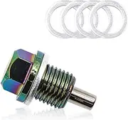 1 PC M12 x 1.5 Aluminum Oil Drain Plug Sump Drain Nut Bolt with Copper Gasket Crush Washer Compatible with Most BMW Models
