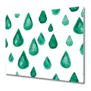 Glass Worktop Saver Kitchen Turquoise raindrops Watercolour teardrops for 60x52