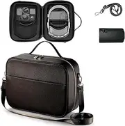 [Fourmor] Leather Carrying case for Apple Vision Pro - Hard Shell Protection for Apple Vision Pro Accessories，Suitable for Travel and Home Storage，VR Waterproof，Comes with a Power Bank Storage Bag.