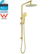 KYLINS Rain Shower Head Set Round 10" Overhead 2 in 1 Gooseneck Arm Sliding Rail