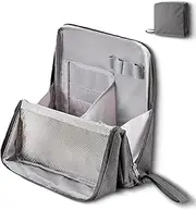 Doresty Makeup Bag, Doresty Standing Makeup Bag – Portable, Large Capacity, with Compartments and Handle for Girls Women (Gray)