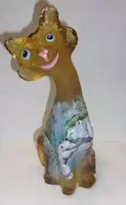 Fenton Glass Amber Polar Bear & Cub Alley Cat Figurine Ltd Ed #2/32 JK Spindler