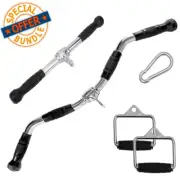 Tricep Press Down Cable Machine Attachment LAT Pulldown Gym Set D Handles Pair