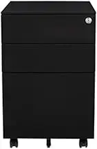 Drawer Steel File Cabinet with Lock and Casters, Home Office Organization, Black (24x15x20 inches)