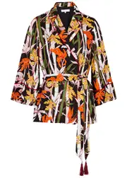 Borgo DE Nor Una Striped Floral-jacquard Satin Jacket - Black - 12 (UK 12 / M) 12 (UK 12 / M)