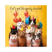 Hammond Gower Let's Get The Party Started Party Cats Card - 15.5x15.5cm