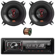 JBL 1-DIN Bluetooth FM USB SD Receiver, 2x 4" 150W Max 2-Way Coaxial Speakers