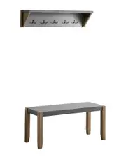 Alaterre Newport 40In Coat Hook With Shelf & Faux Concrete Bench Set