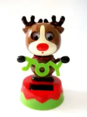 Solar Powered Dancing Santa Reindeer Holding "JOY" Sign