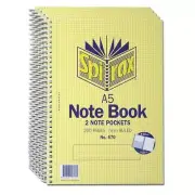 5x Spirax 570 A5 Notebook 2 Note Books 200 Pages 7mm Ruled Spiral Side Opening