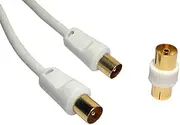 1m Coax Cable - Shielded (RFI EMI) OFC FREE F-F Coupler - Antenna TV Aerial WHITE