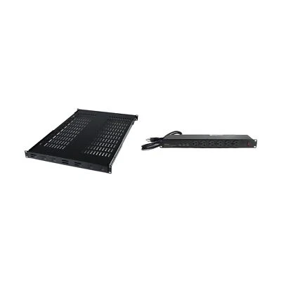StarTech.com 1U Adjustable Vented Server Rack Mount Shelf + 16 Outlet Horizon...