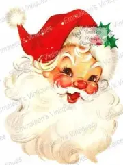 Vintage Image Retro Christmas Santa Claus Head Waterslide Decals CHR201