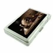 Memento Mori Skull 2 100's Size Cigarette Case w/built in lighter Wallet