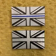 UK Union Jack Thin Blue Line Reflective Mono UJ Morale Patch for UBACS & Bergen