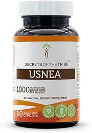 Secrets of the Tribe Usnea 60 Capsules, 1000 mg, Wildcrafted Usnea (Usnea spp.) Dried Lichen (60 Capsules)