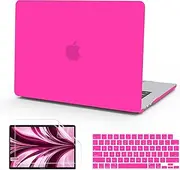 B BELK Compatible with MacBook Air 13.6 inch Case 2025 2024 2023 2022 Release M4 A3240 M3 A3113 M2 A2681 Liquid Retina Display, Plastic Hard Shell Case + Keyboard Cover + Screen Protector, Hot Pink
