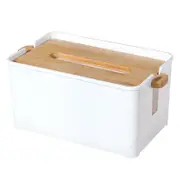 4.3inch Tissues Box Cover Rectangular Lifting Tissue Box Bamboo + PP Tissue Box Bamboo Tissue Box