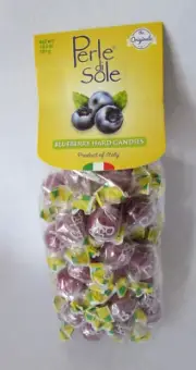 Perle Di Sole Blueberry Flavored Hard Candies With Sour Powder 10.5 oz Italy
