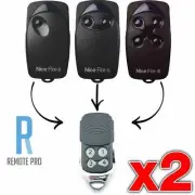 2 x Compatible Garage/Gate Remote To Suit Nice Flor-s FLO1-RS FLO2-RS FLO4-RS