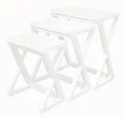 Manhattan Solid Mahogany Timber Nest of Tables - Set of 3 (White)