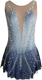 [Zagitova] Ice Figure Skating Dress for Girls Patchwork Women Gradient Competition Dance Outfits with Shiny Rhinestone