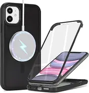 Cavor for iPhone 11 Case Built-in Screen Protector for iPhone11 Case 6.1'' Frosted Matte Support Magsafe Charging Shockproof Cover 360° Full Body Protective Phone Cases-Black
