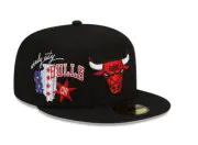 New Era Chicago Bulls City Cluster Fitted Hat 59FIFTY Black Size 7 1/2