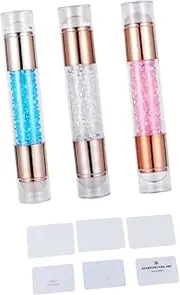 Ipetboom Manicure Stamper Set 3pcs Double-end Nail Art Tools Nail Stencils for Nail Art for Home