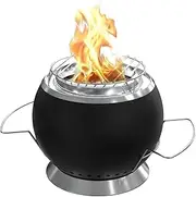 BBQCuker Tabletop Fire Pit, 9.9 x 10.63 inches Portable Small Smokeless Fire Pit, Fueled Pellets or Wood, Nylon Travel Bag, Small Grill Rack and Wire Handles Included, Black