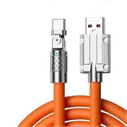 Heavy Duty 100W Unbreakable Silicone USB to USB-C Cable, 1M, Orange, Fast Charging, Supports Data Transfer