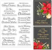 ORIGACH Merry Christmas Wishes Clear Stamps Blessing Words Silicone Stamps for Christmas Cards Making DIY Scrapbooking Photo Album Decoration, 6.3x4.3inch